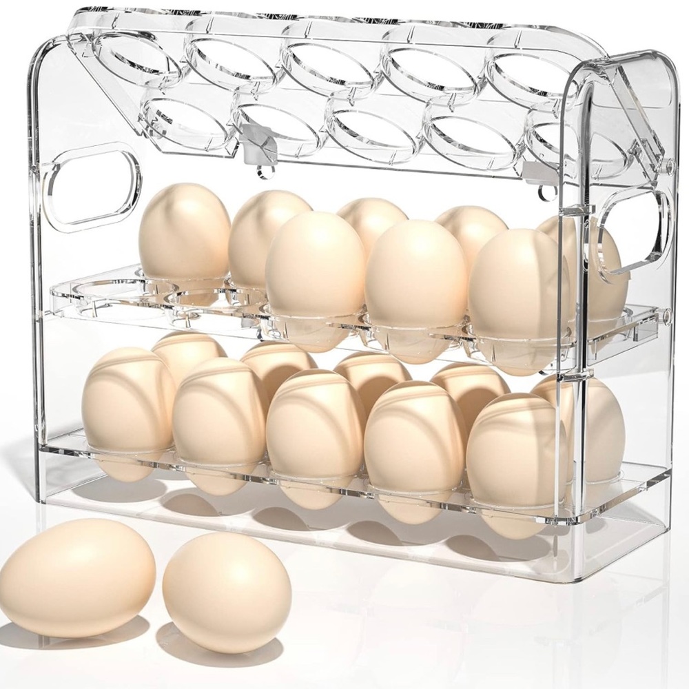 Large Capacity Egg Holder, 3 Layer Egg Storage Container, Egg Organizer